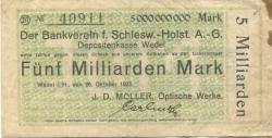 Wedel - Müller, J. D., Optische Werke - 26.10.1923 - 5 Milliarden Mark 