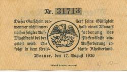 Weener - Flecken - 17.8.1920 - 10 Pfennig 