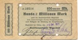 Wegscheid - Bezirkssparkasse - 1.10.1923 - 100 Millionen Mark 