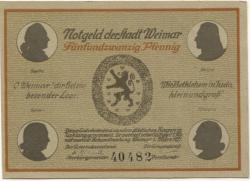 Weimar - Stadt - 1.3.1921 - 25 Pfennig