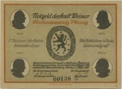 Weimar - Stadt - 1.3.1921 - 25 Pfennig