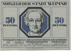 Weimar - Stadt - 1.3.1921 - 50 Pfennig
