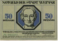 Weimar - Stadt - 1.3.1921 - 50 Pfennig