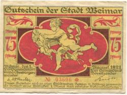 Weimar - Stadt - 1.8.1921 - 75 Pfennig 
