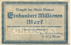 Weimar - Stadt - 15.10.1923 - 100 Millionen Mark