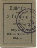 Weimar - Allgemeine Ortskrankenkasse - Juni 1921 - 2 Pfennig