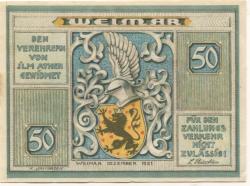 Weimar - Riecke, L. - Dezember 1921 - 50 Pfennig
