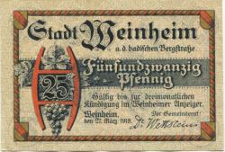 Weinheim - Stadt - 27.3.1918 - 25 Pfennig