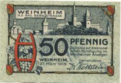 Weinheim - Stadt - 27.3.1918 - 50 Pfennig