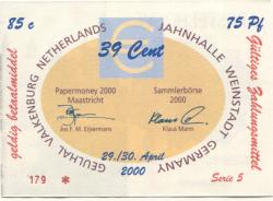 Weinstadt-Endersbach - Württembergischer Philatelistenverein, Sammlergruppe Weinstadt, Treffen Jahnhalle - 29./30.4.2000 - 39 Cent 