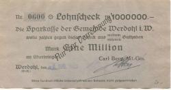 Werdohl - Berg, Carl, AG - 9.8.1923 - 1 Million Mark