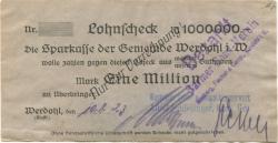 Werdohl - Schlesinger, Adolf, Werdohler Stanz- und Dampfhammerwerk - 10.8.1923 - 1 Million Mark