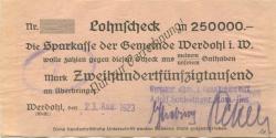 Werdohl - Schlesinger, Adolf, Werdohler Stanz- und Dampfhammerwerk - 23.8.1923 - 250000 Mark