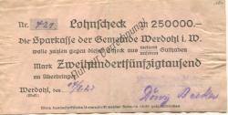 Werdohl - Versevörder Metallwerke GmbH - 14.8.1923 - 250000 Mark
