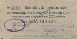 Werdohl - Vossloh, Eduard, Kleineisen-Metallwerke GmbH - 15.8.1923 - 1 Million Mark