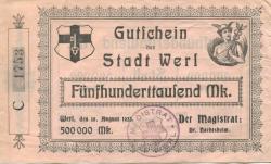 Werl - Stadt - 10.8.1923 - ab 1.9.1923 - 500000 Mark