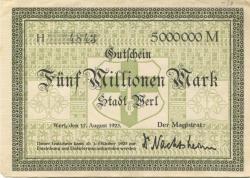 Werl - Stadt - 17.8.1923 - ab 1.10.1923 - 5 Millionen Mark