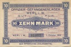 Werl - Offizier-Gefangenenlager - 1.10.1916 - 10 Mark