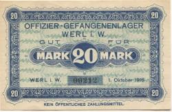 Werl - Offizier-Gefangenenlager - 1.10.1916 - 20 Mark