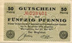 Wernigerode - Stadt - 25.5.1917 - 31.12.1918 - 50 Pfennig