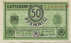 Wernigerode - Stadt - 18.2.1920 - 50 Pfennig