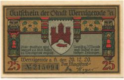Wernigerode - Stadt - 20.10.1920 - 25 Pfennig