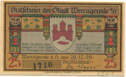 Wernigerode - Stadt - 20.10.1920 - 25 Pfennig
