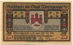 Wernigerode - Stadt - 20.10.1920 - 25 Pfennig