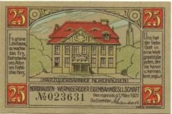 Wernigerode - Nordhausen-Wernigeroder Eisenbahngesellschaft - 1.3.1921 - 25 Pfennig