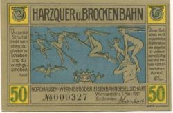 Wernigerode - Nordhausen-Wernigeroder Eisenbahngesellschaft - 1.3.1921 - 50 Pfennig