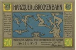 Wernigerode - Nordhausen-Wernigeroder Eisenbahngesellschaft - 1.3.1921 - 50 Pfennig