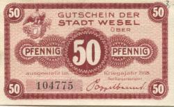 Wesel - Stadt - 1918 - 30.9.1921 - 50 Pfennig