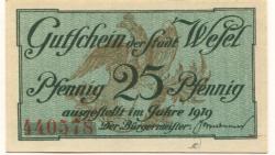 Wesel - Stadt - 1919 - 30.9.1921 - 25 Pfennig