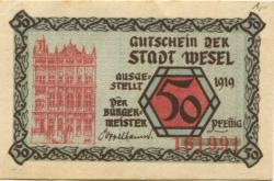 Wesel - Stadt - 1919 - 30.9.1921 - 50 Pfennig