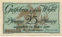 Wesel - Stadt - 1920 - 30.9.1921 - 50 Pfennig