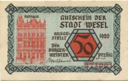 Wesel - Stadt - 1920 - 30.9.1921 - 50 Pfennig