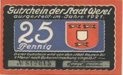 Wesel - Stadt - 1921 - 25 Pfennig