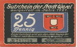 Wesel - Stadt - 1921 - 25 Pfennig