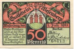 Wesenberg - Stadt - 1.7.1921 - 31.12.1921 - 50 Pfennig