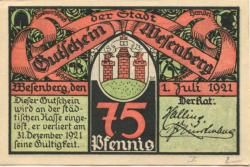 Wesenberg - Stadt - 1.7.1921 - 31.12.1921 - 75 Pfennig