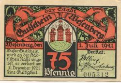 Wesenberg - Stadt - 1.7.1921 - 31.12.1921 - 75 Pfennig 