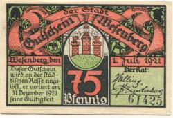 Wesenberg - Stadt - 1.7.1921 - 31.12.1921 - 75 Pfennig 