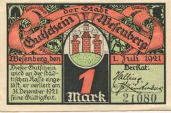 Wesenberg - Stadt - 1.7.1921 - 31.12.1921 - 1 Mark