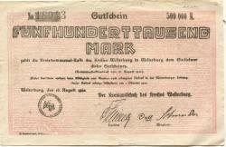 Westerburg - Kreis - 16.8.1823 - ab 1.10.1923 - 500000 Mark 