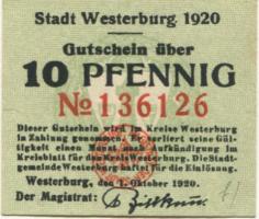 Westerburg - Stadt - 1.10.1920 - 10 Pfennig 