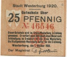 Westerburg - Stadt - 1.10.1920 - 25 Pfennig