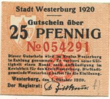 Westerburg - Stadt - 1.10.1920 - 25 Pfennig