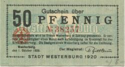 Westerburg - Stadt - 1.10.1920 - 50 Pfennig