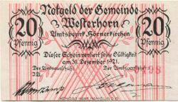 Westerhorn - Gemeinde - - 31.12.1921 - 20 Pfennig