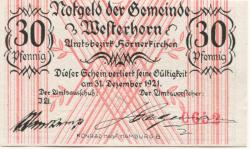 Westerhorn - Gemeinde - - 31.12.1921 - 30 Pfennig